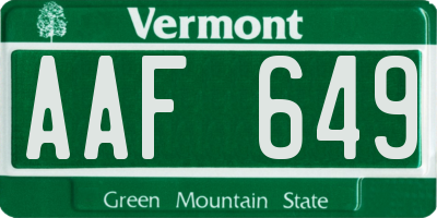 VT license plate AAF649