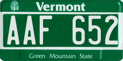 VT license plate AAF652