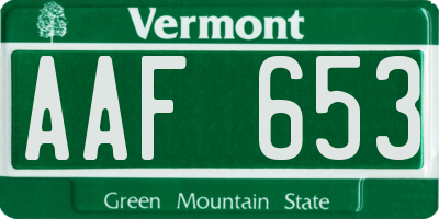 VT license plate AAF653