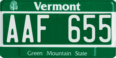 VT license plate AAF655