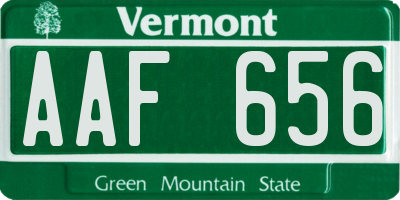 VT license plate AAF656