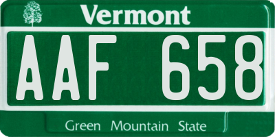 VT license plate AAF658
