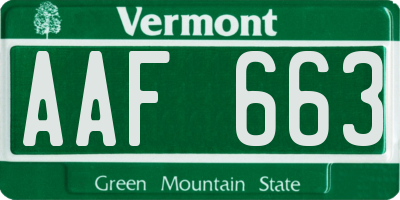 VT license plate AAF663