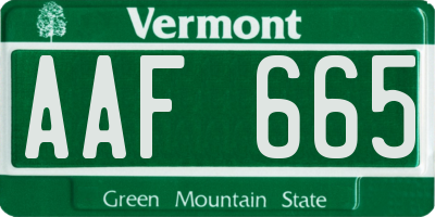 VT license plate AAF665