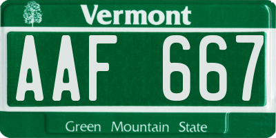 VT license plate AAF667