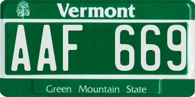 VT license plate AAF669