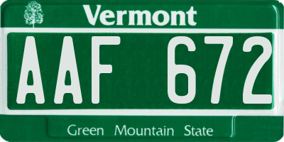 VT license plate AAF672