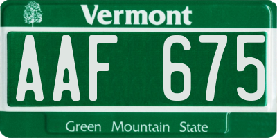 VT license plate AAF675