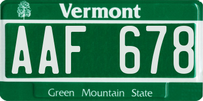 VT license plate AAF678