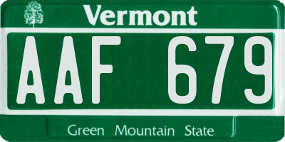 VT license plate AAF679