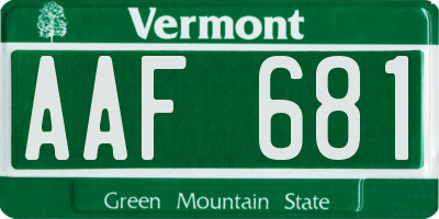 VT license plate AAF681