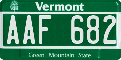 VT license plate AAF682