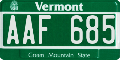 VT license plate AAF685