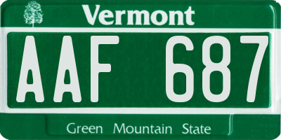 VT license plate AAF687