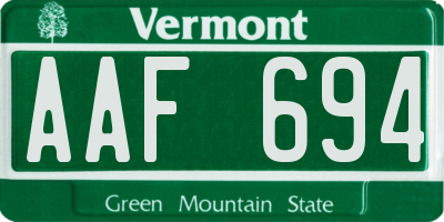 VT license plate AAF694