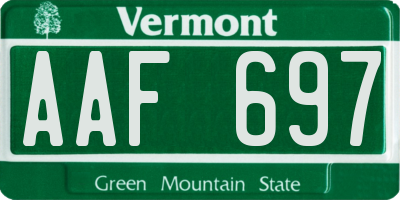 VT license plate AAF697