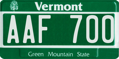 VT license plate AAF700