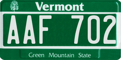 VT license plate AAF702