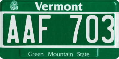 VT license plate AAF703