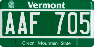 VT license plate AAF705