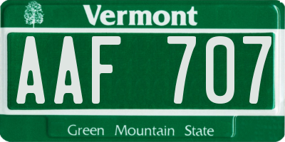 VT license plate AAF707