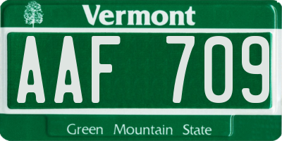 VT license plate AAF709