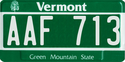 VT license plate AAF713