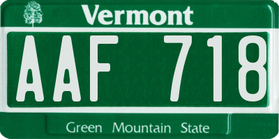 VT license plate AAF718