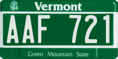 VT license plate AAF721