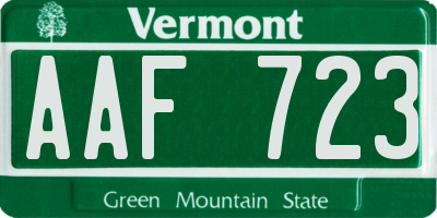 VT license plate AAF723