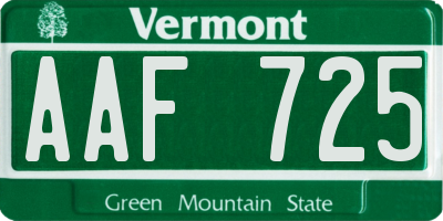 VT license plate AAF725