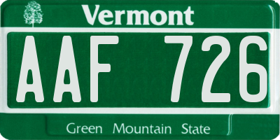 VT license plate AAF726