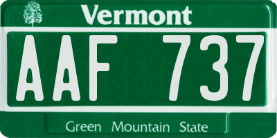 VT license plate AAF737