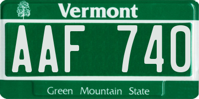 VT license plate AAF740