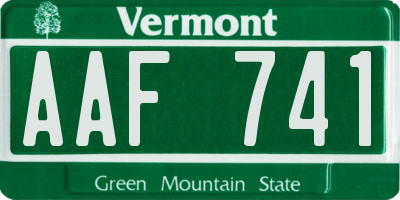 VT license plate AAF741