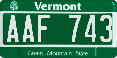 VT license plate AAF743