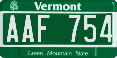 VT license plate AAF754