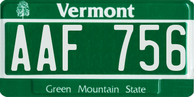 VT license plate AAF756