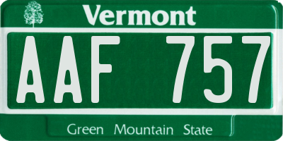 VT license plate AAF757