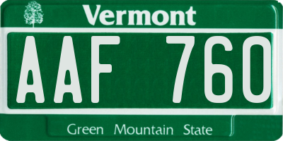 VT license plate AAF760