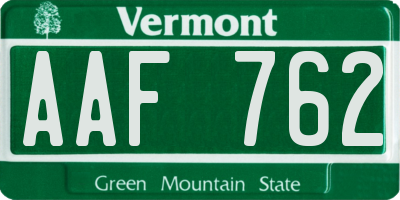 VT license plate AAF762