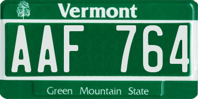 VT license plate AAF764