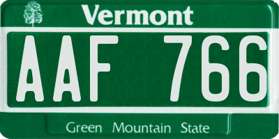 VT license plate AAF766