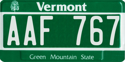 VT license plate AAF767