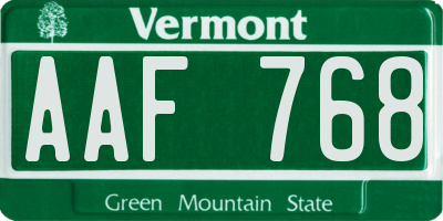 VT license plate AAF768