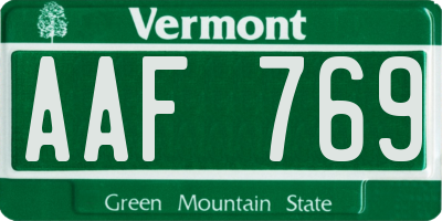 VT license plate AAF769