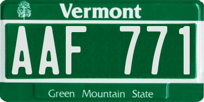 VT license plate AAF771