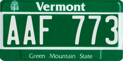 VT license plate AAF773