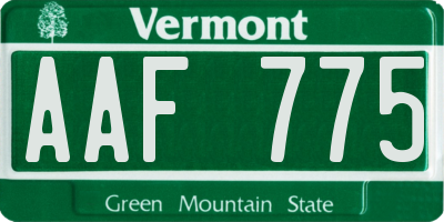 VT license plate AAF775