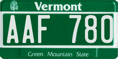 VT license plate AAF780